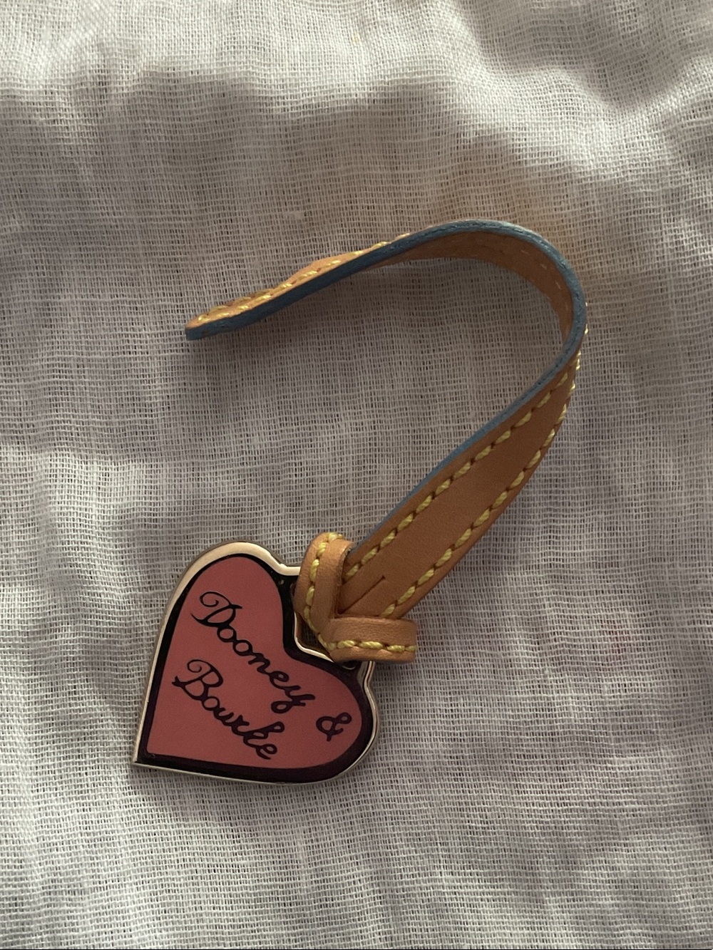 Dooney & Bourke Pink Heart Leather Bag Charm with Tan Strap